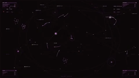 Futuristic Astronomical Star Chart HUD Interface with Pulsar Data and Const.. Stock Footage 334091612