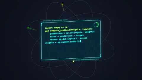 Futuristic Atomic Structure HUD Display with Orbiting Particles Stock Footage 348416286