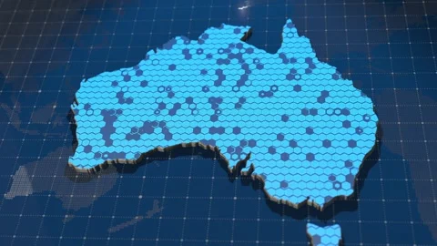 Futuristic Australian Network System Digital Communication Map Stock Footage 310371657
