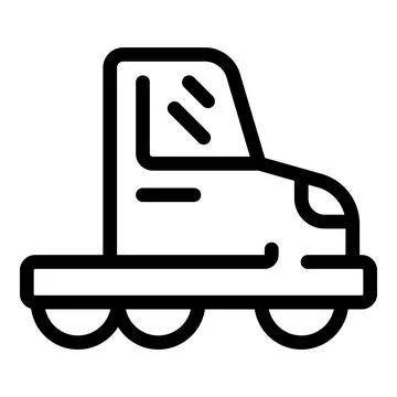 Futuristic autonomous shuttle bus driving side view line icon Stock Illustration