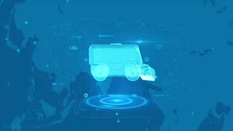 Futuristic Autonomous Vehicles on Digital Map with AI and Global Concept Vídeos de archivo 343373022