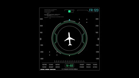 Futuristic Aviation HUD PFD Screen with White Airplane Silhouette Stock Footage 339666503