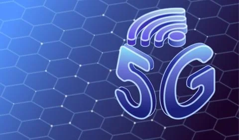 Futuristic background 5g wireless symbol and mesh Stock Illustration
