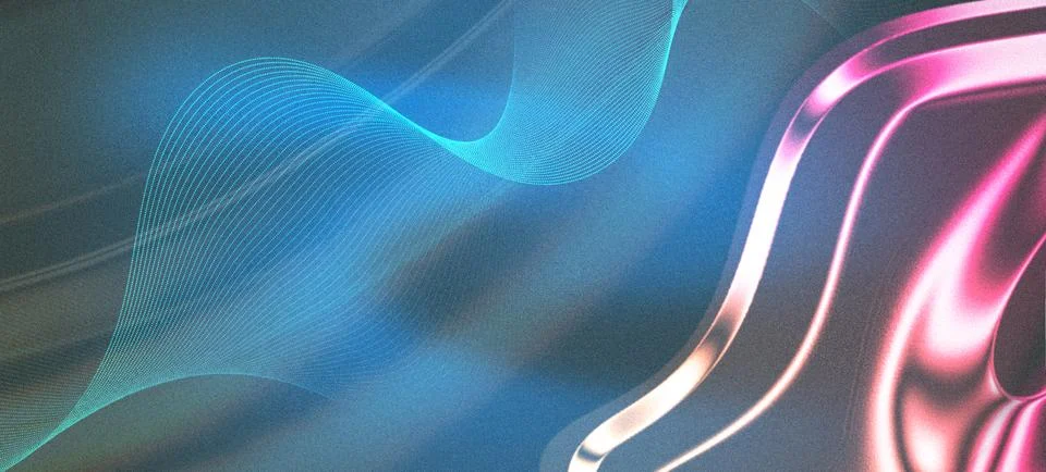 Futuristic Background with Abstract Digital Wave Mesh and Glowing Particle .. Stock Illustration
