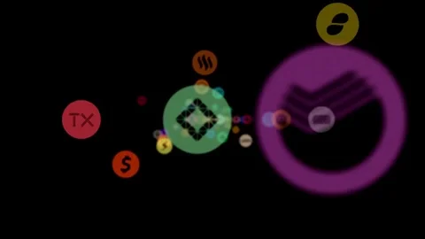 Futuristic background of Bitcoin Cryptocoin flying icon spread and line linked Stock Footage 336444211