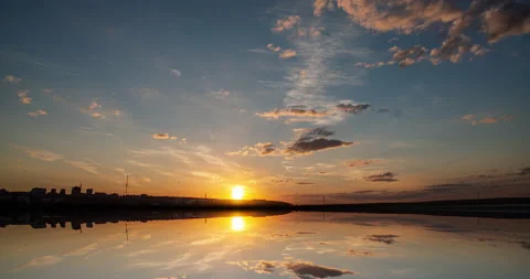 Futuristic background consisting of Time lapse sea sunset scene time lapse video Stock Footage 135862697