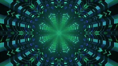 Futuristic background design with cool abstract patterns and green lights Stock Illustration