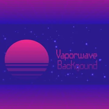 Futuristic background with digital landscape, laser grid and text Vaporwave in Illustrazione stock