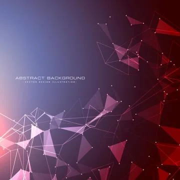 Futuristic background with dots, lines and triangles with light effect Stock Illustration