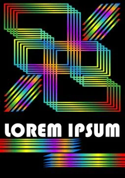 Futuristic background with geometric line shapes in rainbow design, flyer Illustrazione stock