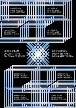 Futuristic background with geometric line shapes in metallic design, flyer Stock Illustration