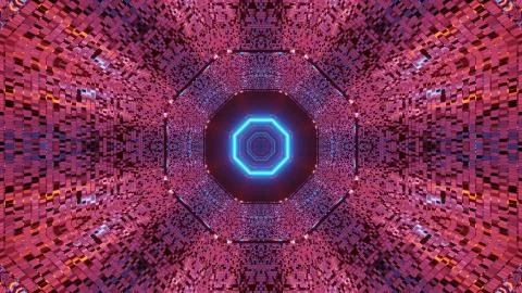 A futuristic background with glowing abstract neon light patterns - great for Illustrazione stock