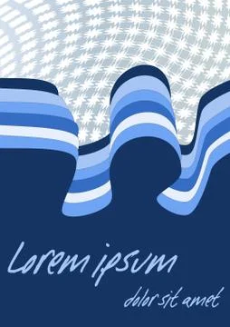 Futuristic background in gray and blue design, wawy strips and deformed grille Stock Illustration
