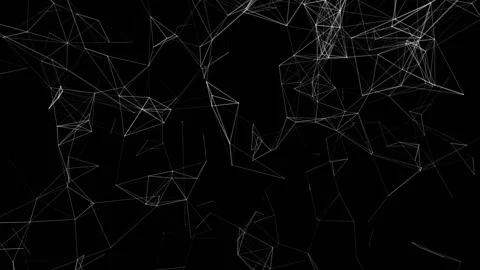 Futuristic background with lines and dots, white color, black background, mo Stock Footage 163437947