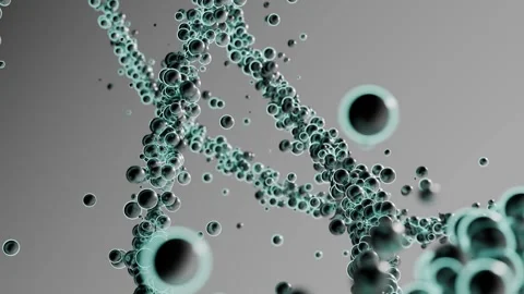 Futuristic background with long 3D structures made of glowing spheres Stock Footage 287482031