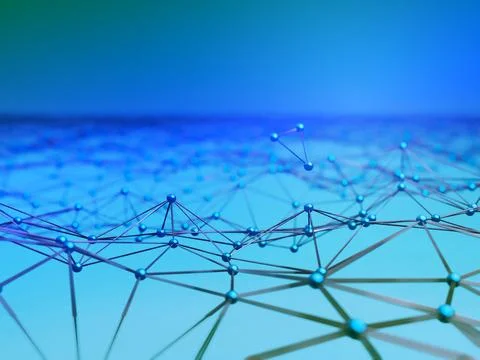 Futuristic background of low poly surface with connected dots and lines Stock Illustration