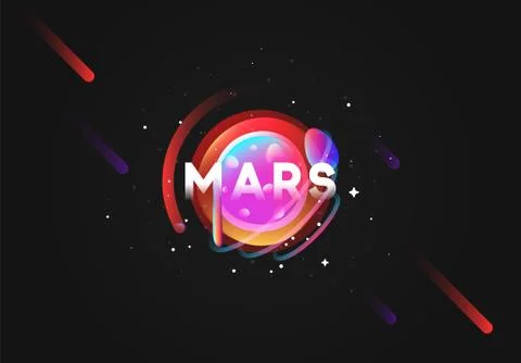 Futuristic background, Mars planet shape. Bright neon liquid gradient Stock Illustration