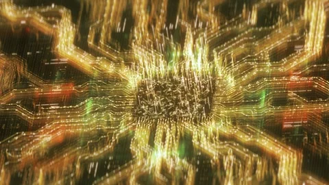 Futuristic Background Quantum Computer Motherboard Animation with Cyber Signal 스톡 동영상 342472927