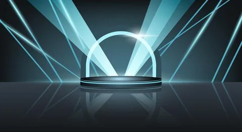 Futuristic background round podium stand for product display. glowing blue .. Stock Illustration