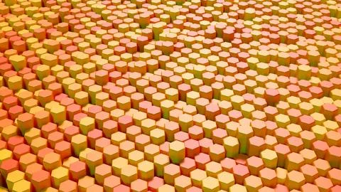 Futuristic background showcasing a dense grid of extruded 3D hexagonal pillar Stock Illustration