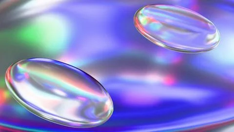 Futuristic background showcasing glossy transparent 3D glass spheres over a Ilustração Stock
