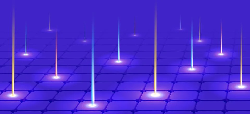 Futuristic background with square texture surface and laser neon rays glow up Stock Illustration