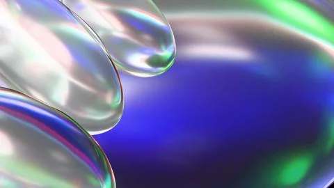 Futuristic background with translucent 3D glass fluid drops on a vibrant blue Stock Illustration