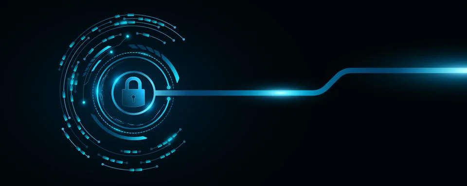 Futuristic background for unlocking UI system. Lock scan with digital HUD Illustrazione stock