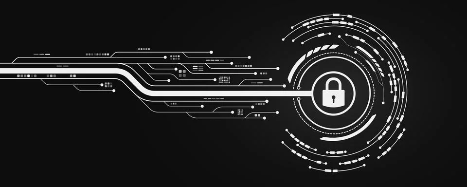 Futuristic background for unlocking UI system. Lock scan with digital HUD Stock Illustration