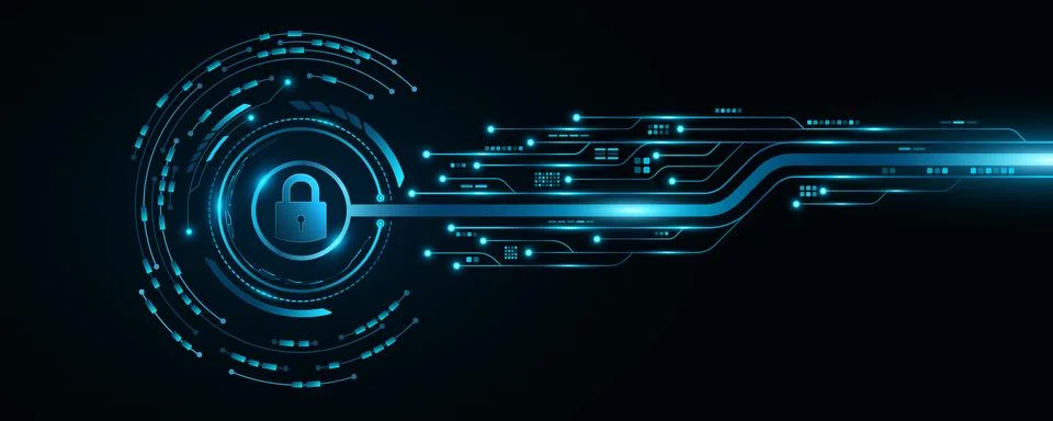 Futuristic background for unlocking UI system. Lock scan with digital HUD Stock Illustration