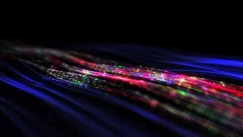 Futuristic background with wavy color lines  in dark cyberspace. Video stock 330584493