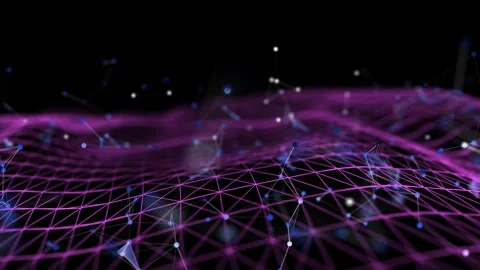 Futuristic background wavy grid quantum computing with poligons broken data.. Stock Footage 308075051