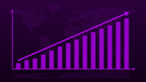 Futuristic Bar Chart Growth with World Map Video Animated Background Stock Footage 339754332