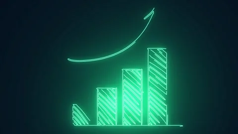 Futuristic bar graph showing uptrend Growth in business Animation Stock Footage 240861613