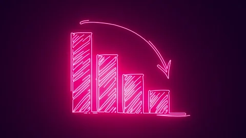 Futuristic bar graph trade in loss downtrend Animation Stock Footage 240861573