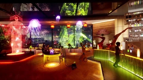 Futuristic bar modern saloon Video stock 245863525