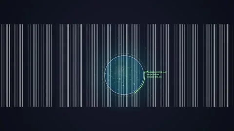Futuristic Barcode Scanner with Digital Interface and Data Analysis Stock Footage 348231516