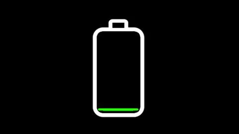 Futuristic battery charging yellow indicator level low to full on black bac.. Stock Illustration