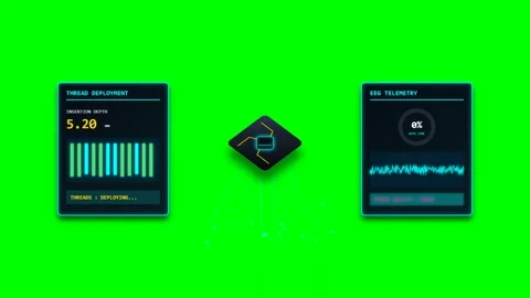 Futuristic BCI Neural Microchip Brain Implant Green Screen Stock Footage 347467570