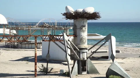The futuristic beach in the Crimea Stock Footage 63492993