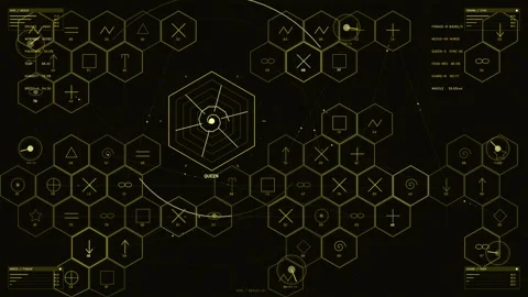 Futuristic Bee Hive Management HUD Interface with Hexagonal Data Visualizat.. Stock Footage 334110809