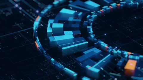 Futuristic Big Data and Analytics Interface With Digital Network Elements and Stock Footage 344235386
