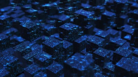 Futuristic Big Data Blocks and Analytics Network Background Stock Footage 341360453