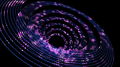 Futuristic big data flow with purple dots on spiral paths. Concept of AI , .. Stock Footage 341808536