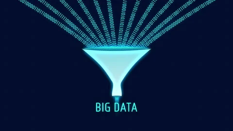 Futuristic Big Data Funnel with Binary Number Processing Visualisation Stock Footage 155582833