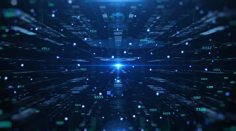 Futuristic Big Data Transfer Connection Simulation Platform Illustration Illustrazione stock