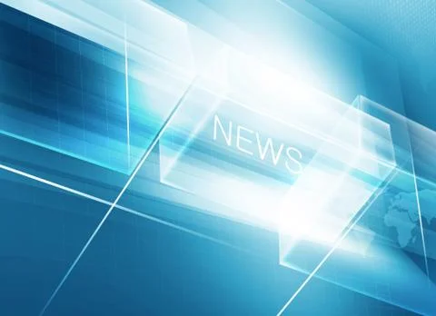Futuristic big flat TV screen with 3d transparent boxes and news text concept Иллюстрация