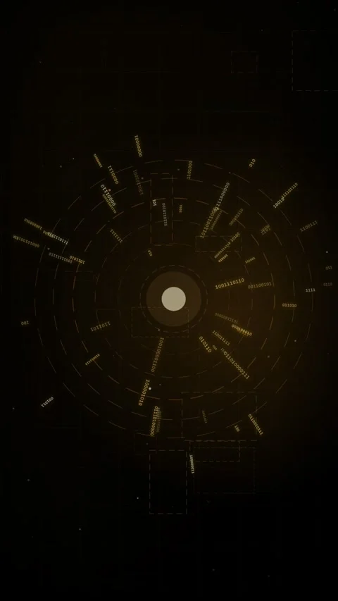 Futuristic Binary Code Circle HUD Digital Technology Background Stock Footage 335344023