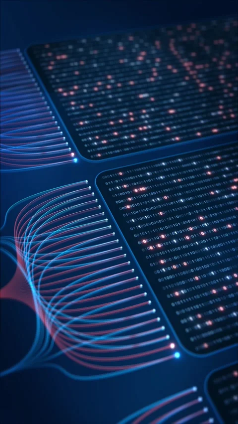 Futuristic Binary Code Data Flow with AI Network and Digital Information Streams 스톡 동영상 342626270