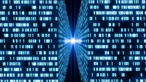 Futuristic binary code, floating zeros and ones, big data. Stock Footage 311444601